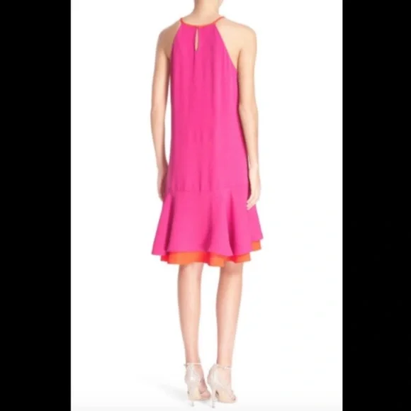 Like new DIANE VON FURSTENBERG KERA COMBO VIVID PINK ORANGE DRESS - Picture 5 of 16